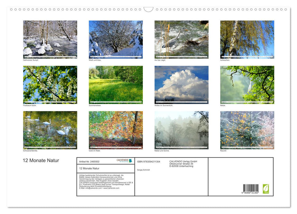 12 Monate Natur (CALVENDO Wandkalender 2027)