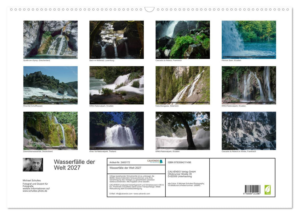 Wasserfälle der Welt 2027 (CALVENDO Wandkalender 2027)
