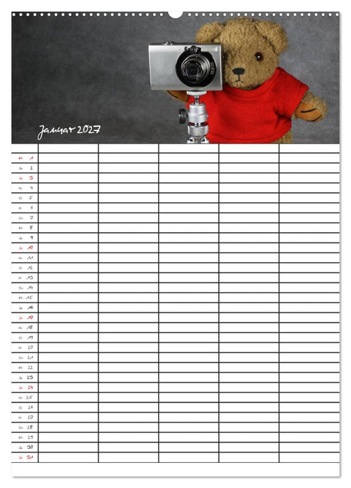 Der Teddybären-Familienplaner (CALVENDO Premium Wandkalender 2027)