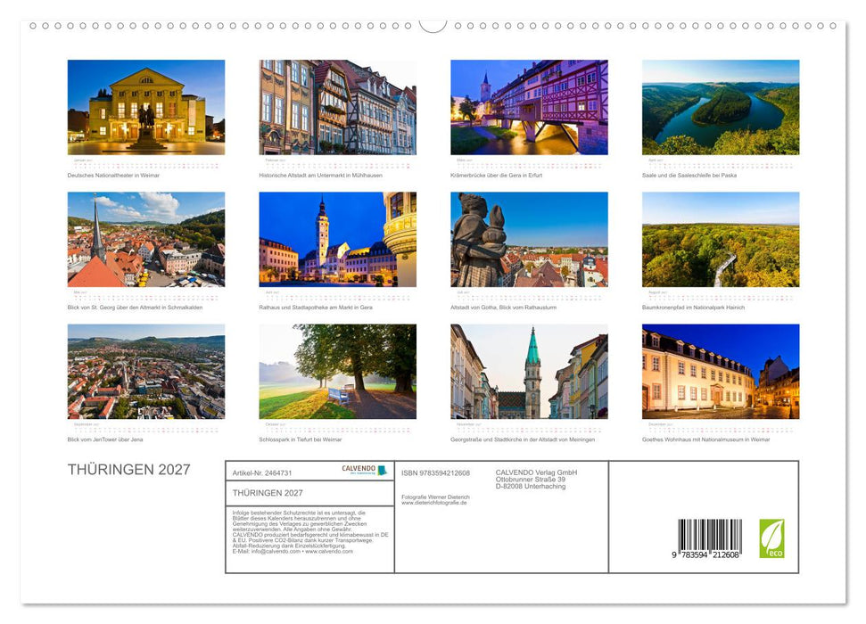 THÜRINGEN 2027 (CALVENDO Premium Wandkalender 2027)