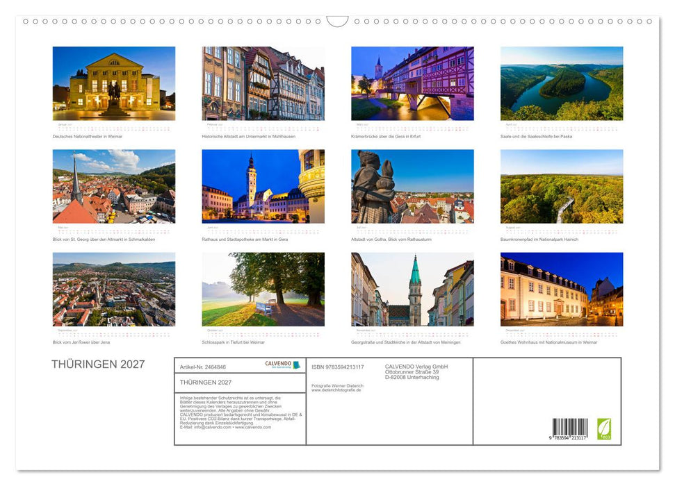 THÜRINGEN 2027 (CALVENDO Wandkalender 2027)