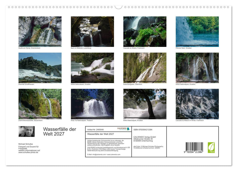 Wasserfälle der Welt 2027 (CALVENDO Premium Wandkalender 2027)