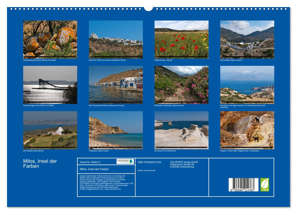 Milos, Insel der Farben (CALVENDO Premium Wandkalender 2027)