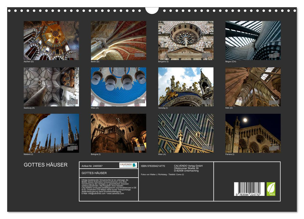 GOTTES HÄUSER (CALVENDO Wandkalender 2027)