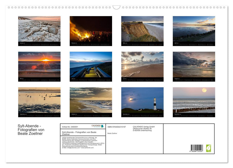Sylt-Abende - Fotografien von Beate Zoellner (CALVENDO Wandkalender 2027)