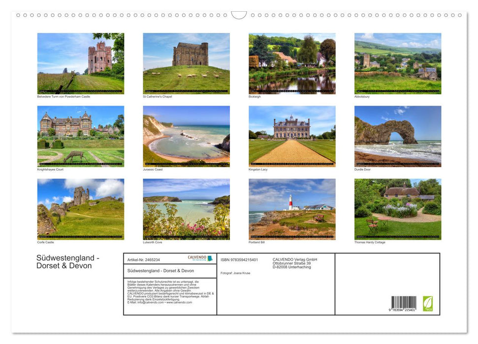 Südwestengland - Dorset & Devon (CALVENDO Wandkalender 2027)