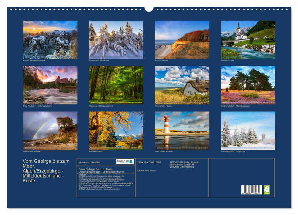 Vom Gebirge bis zum Meer, Alpen/Erzgebirge - Mitteldeutschland - Küste (CALVENDO Wandkalender 2027)