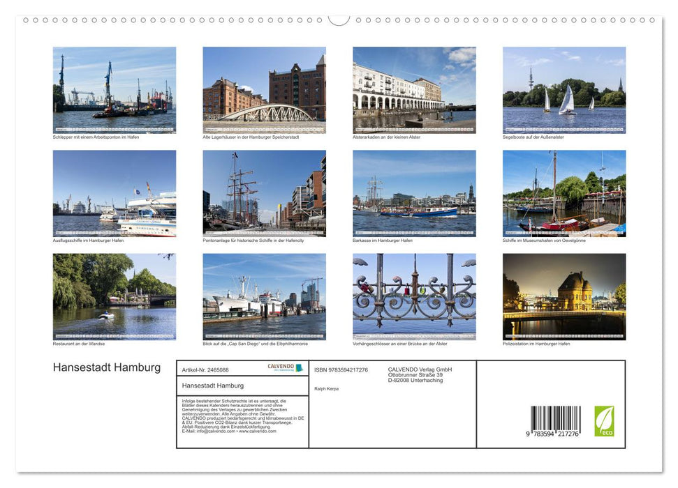 Hansestadt Hamburg (CALVENDO Premium Wandkalender 2027)