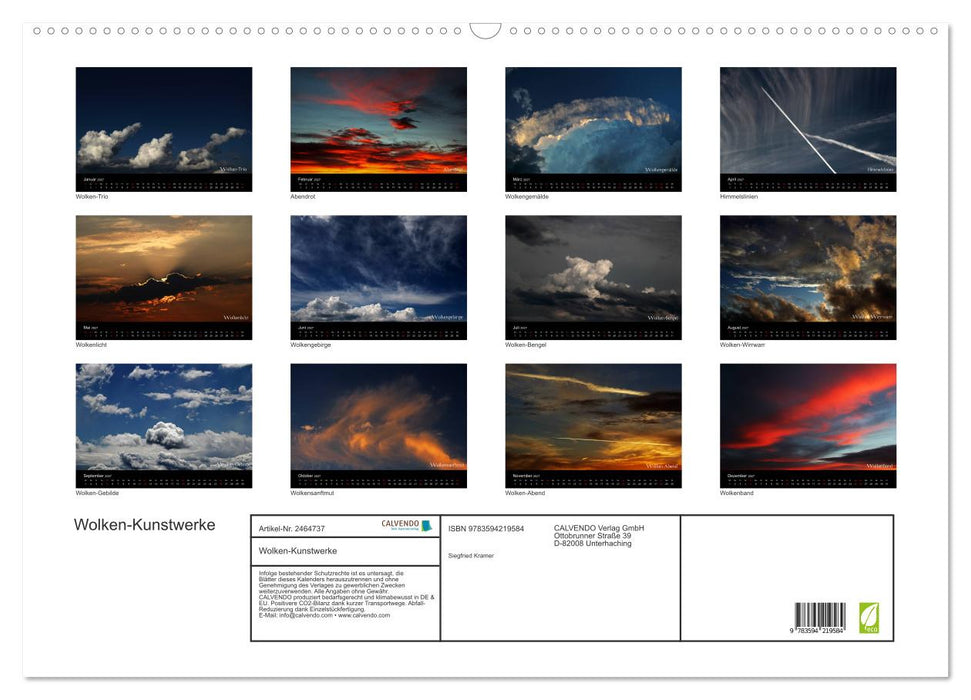 Wolken-Kunstwerke (CALVENDO Wandkalender 2027)