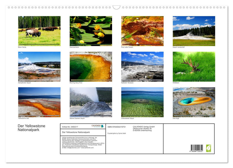 Der Yellowstone Nationalpark (CALVENDO Wandkalender 2027)