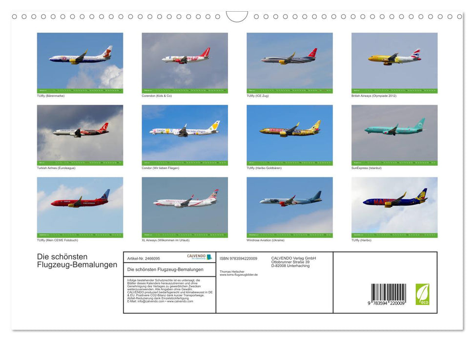Die schönsten Flugzeug-Bemalungen (CALVENDO Wandkalender 2027)