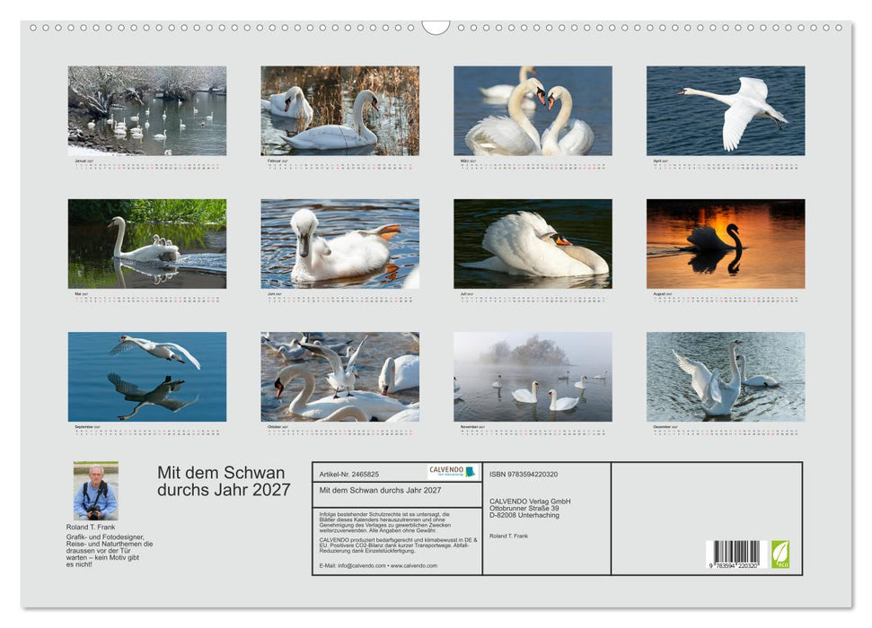 Mit dem Schwan durchs Jahr 2027 (CALVENDO Wandkalender 2027)