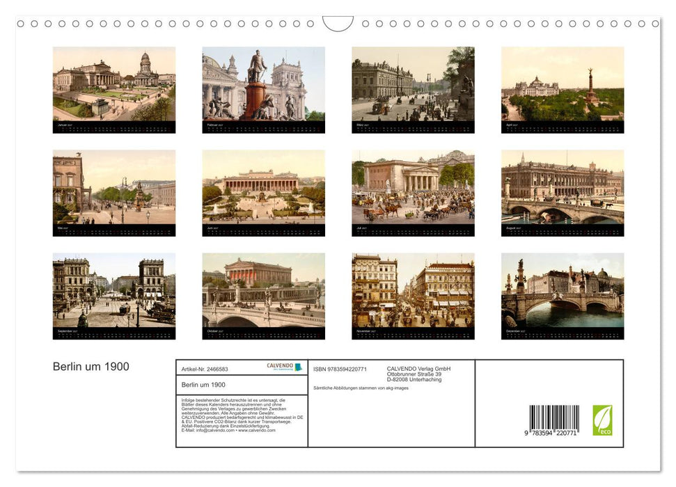 Berlin um 1900 (CALVENDO Wandkalender 2027)