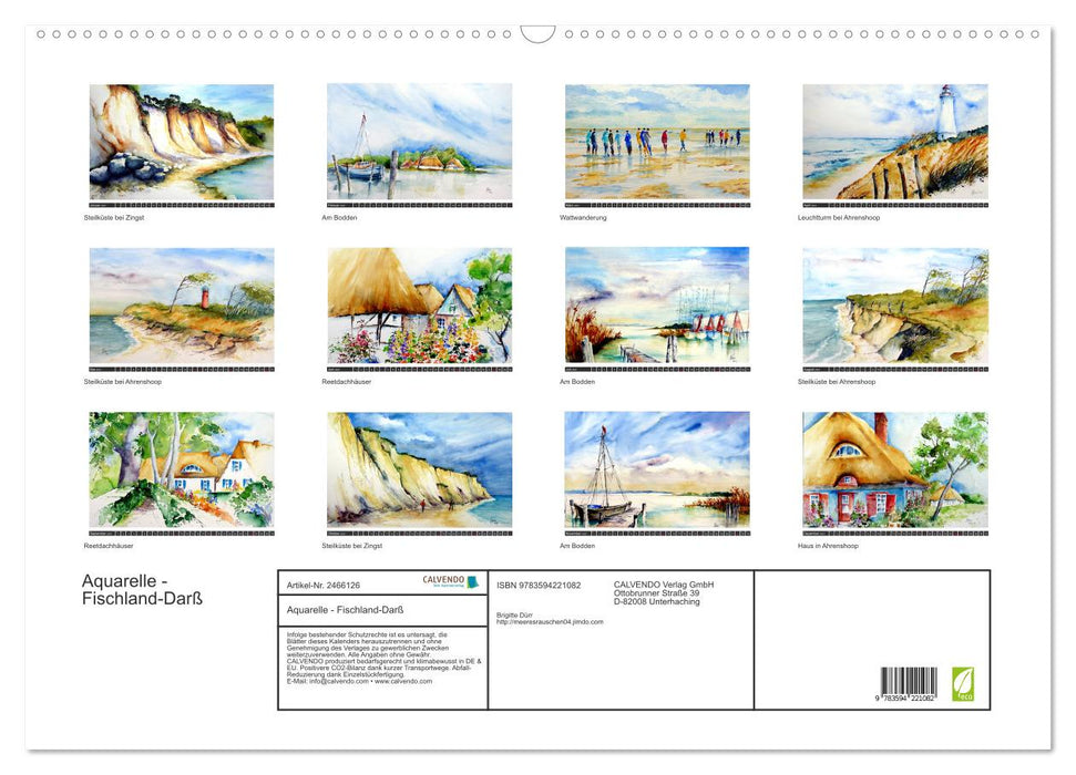 Aquarelle - Fischland-Darß (CALVENDO Wandkalender 2027)