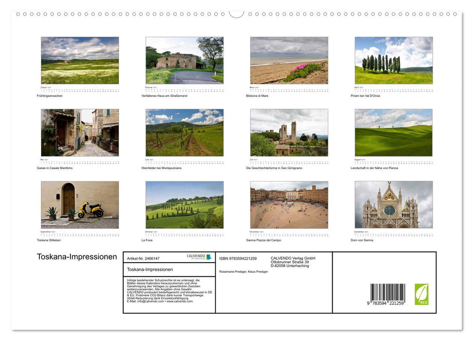 Toskana-Impressionen (CALVENDO Premium Wandkalender 2027)