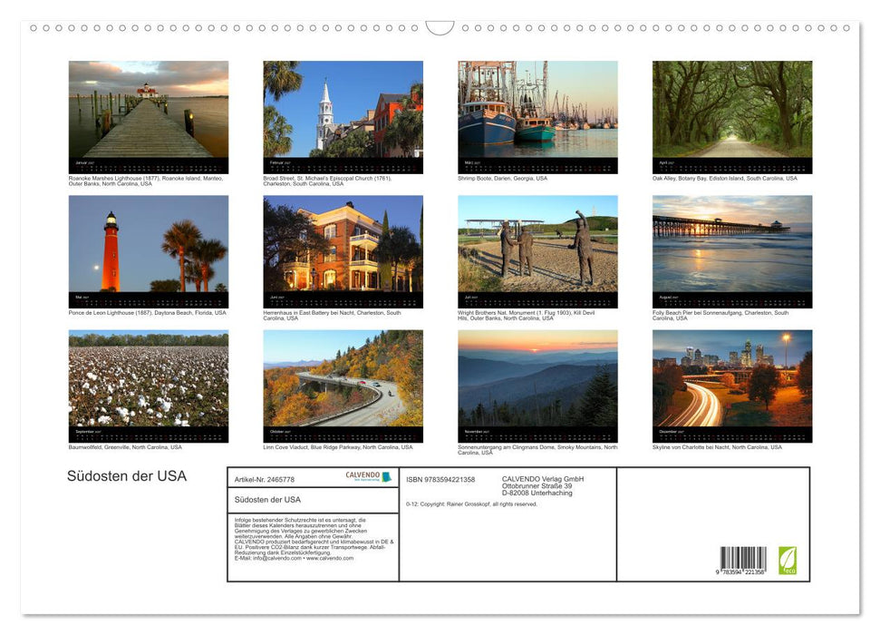 Südosten der USA (CALVENDO Wandkalender 2027)