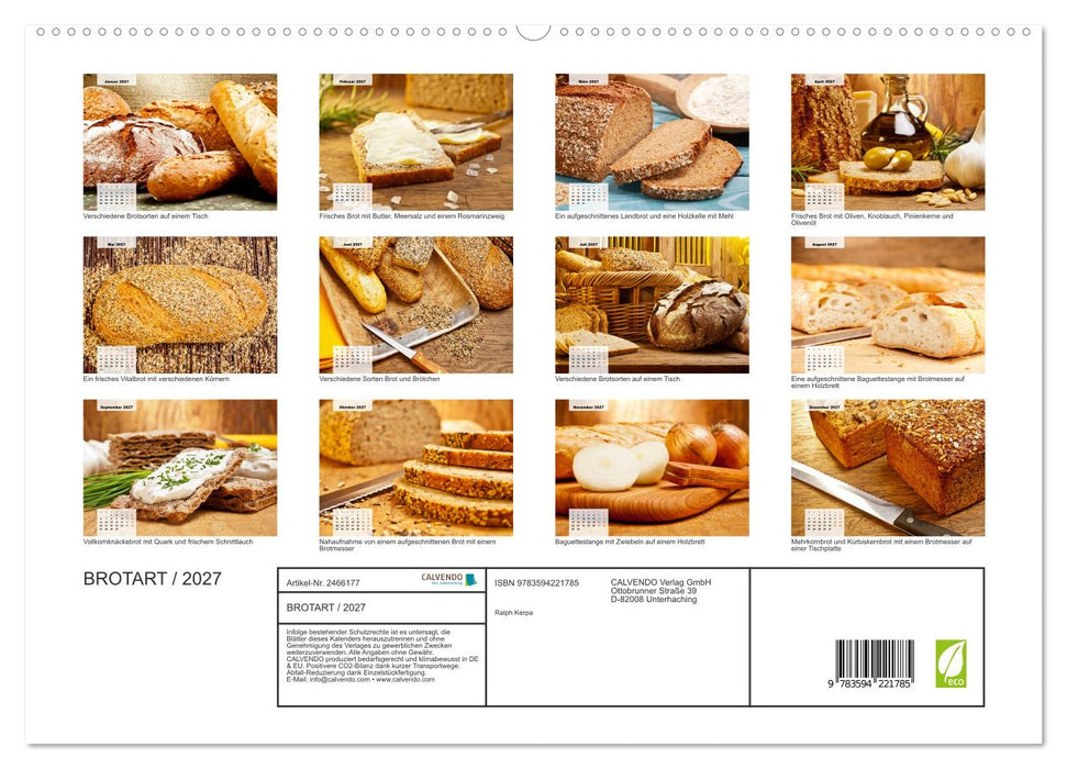 BROTART / 2027 (CALVENDO Premium Wandkalender 2027)