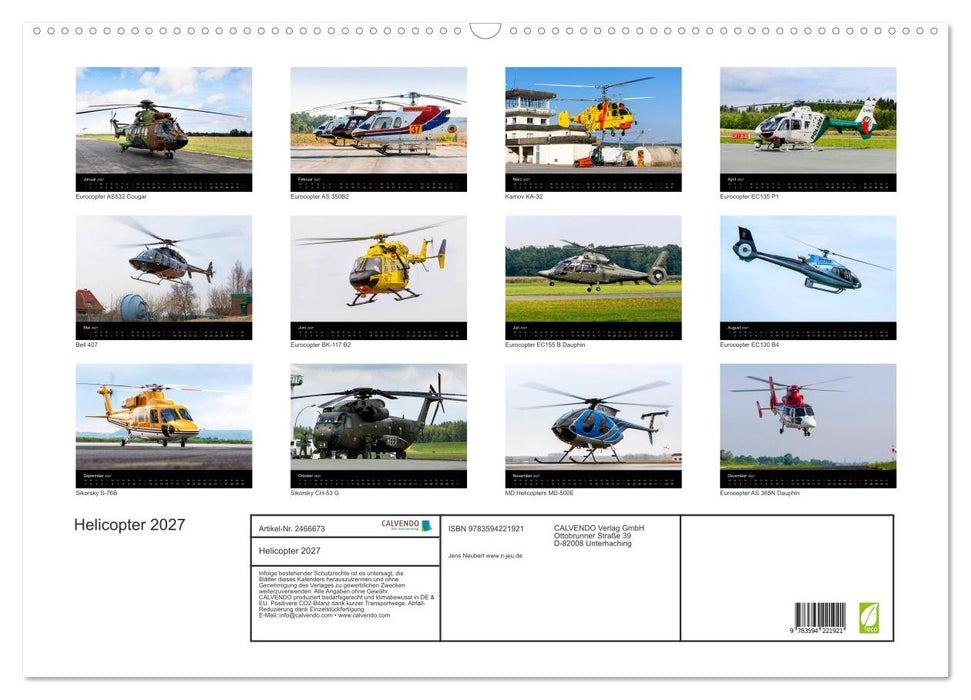 Helicopter 2027 (CALVENDO Wandkalender 2027)