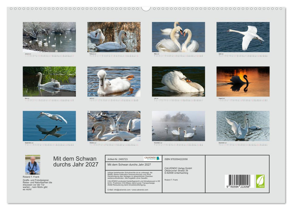 Mit dem Schwan durchs Jahr 2027 (CALVENDO Premium Wandkalender 2027)
