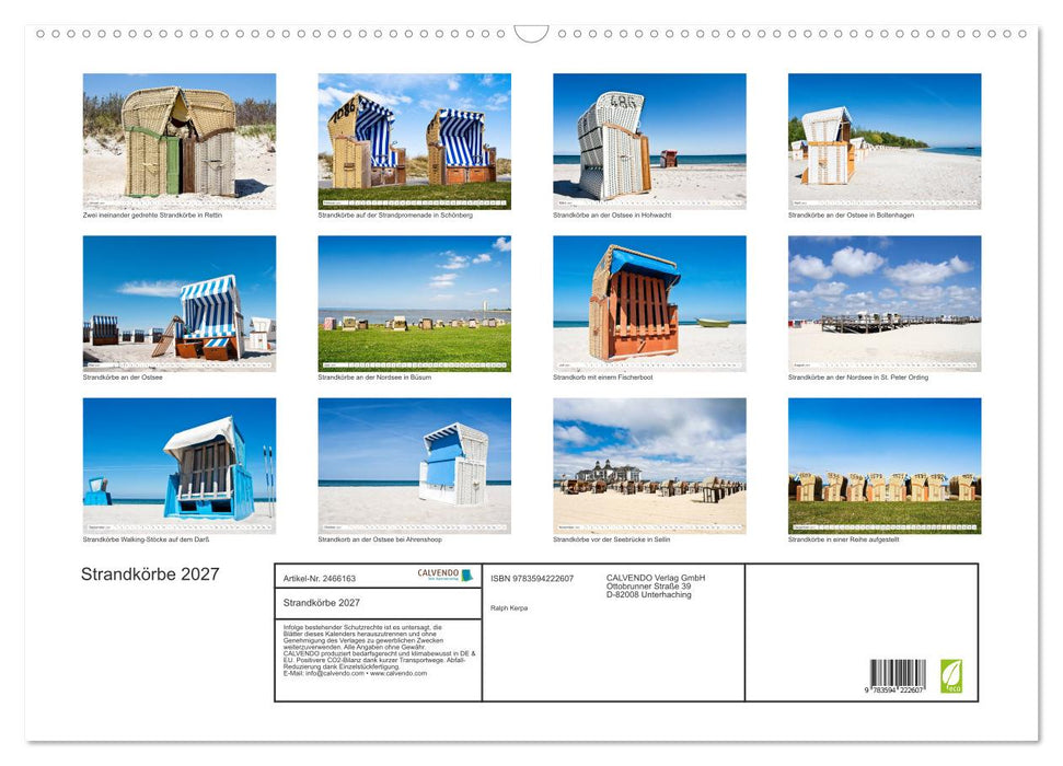 Strandkörbe 2027 (CALVENDO Wandkalender 2027)