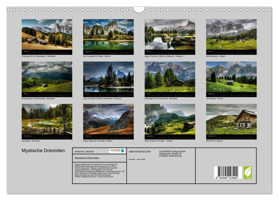 Mystische Dolomiten (CALVENDO Wandkalender 2027)