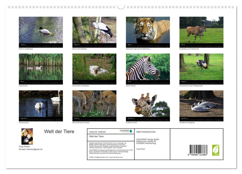 Welt der Tiere (CALVENDO Premium Wandkalender 2027)