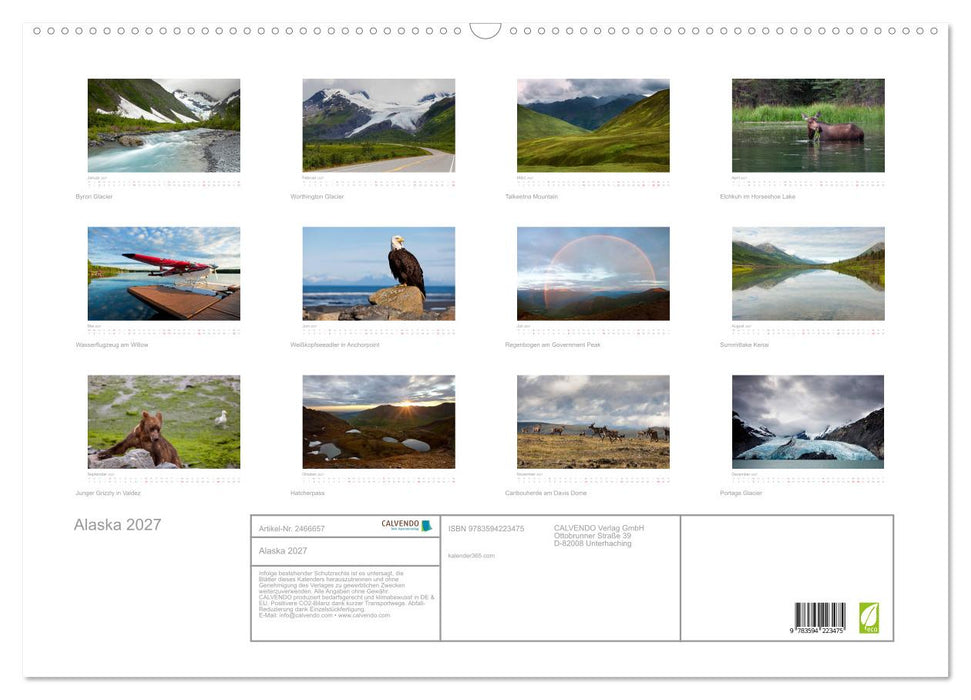Alaska 2027 (CALVENDO Wandkalender 2027)