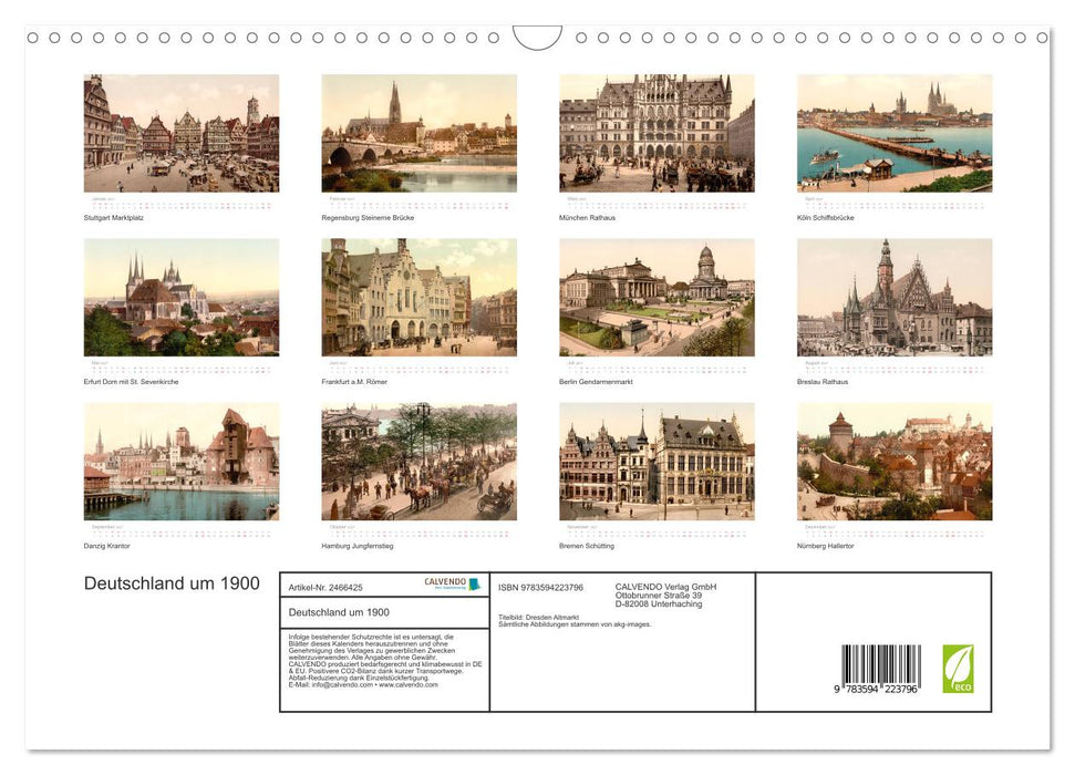 Deutschland um 1900 (CALVENDO Wandkalender 2027)