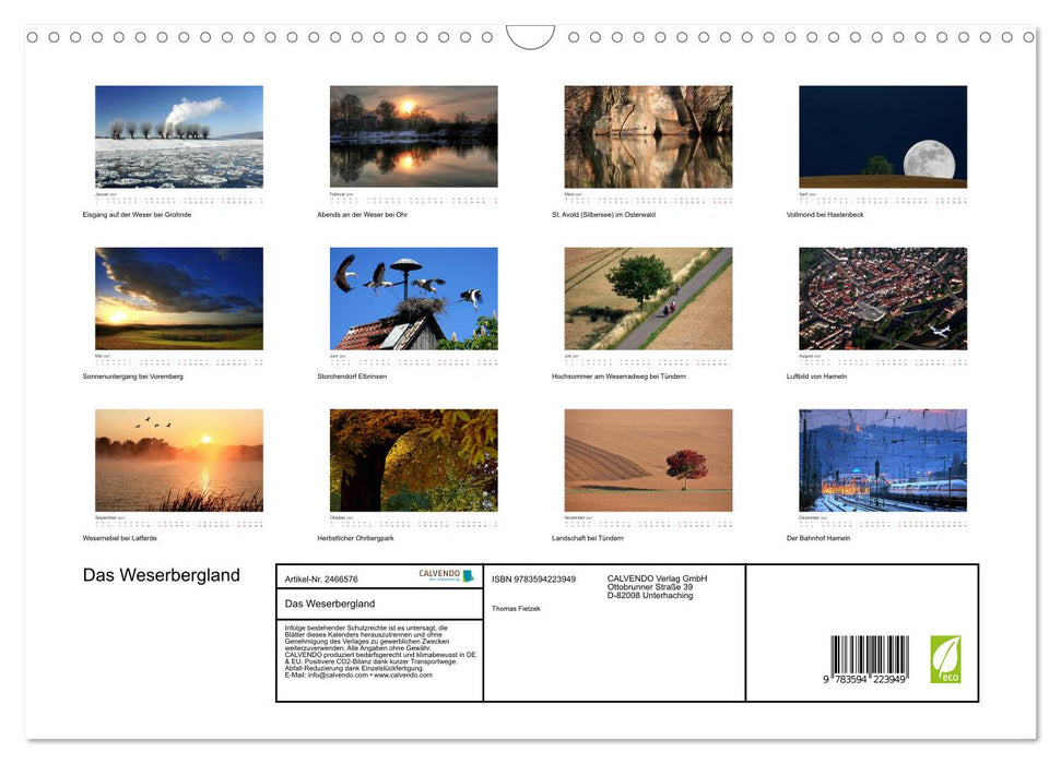 Das Weserbergland (CALVENDO Wandkalender 2027)
