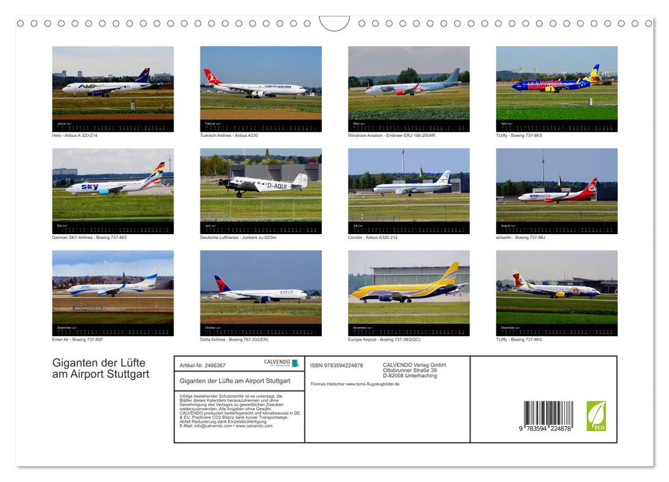 Giganten der Lüfte am Airport Stuttgart (CALVENDO Wandkalender 2027)