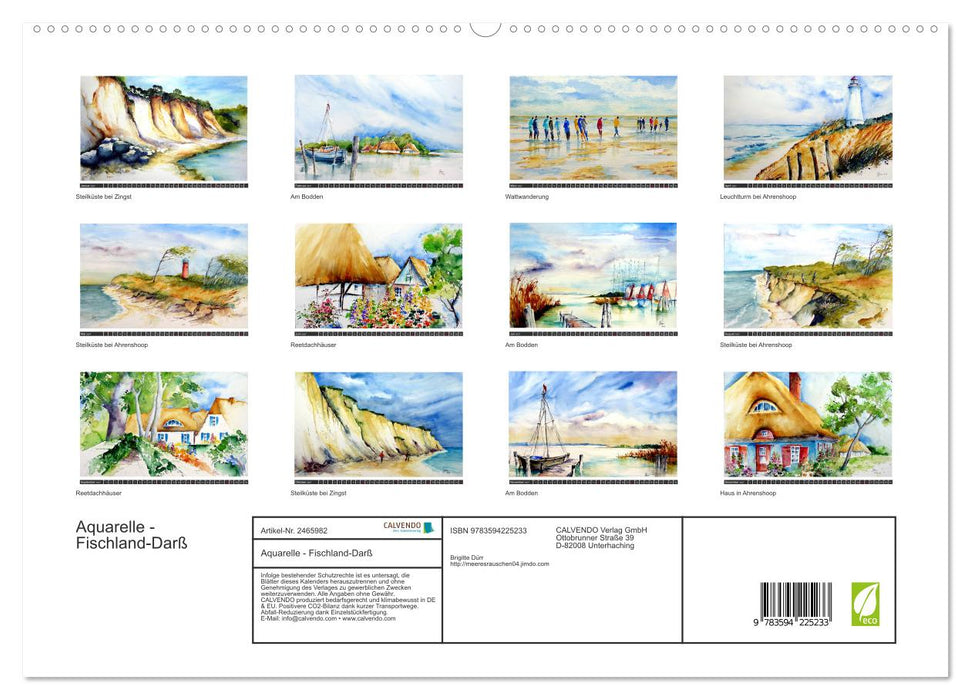 Aquarelle - Fischland-Darß (CALVENDO Premium Wandkalender 2027)