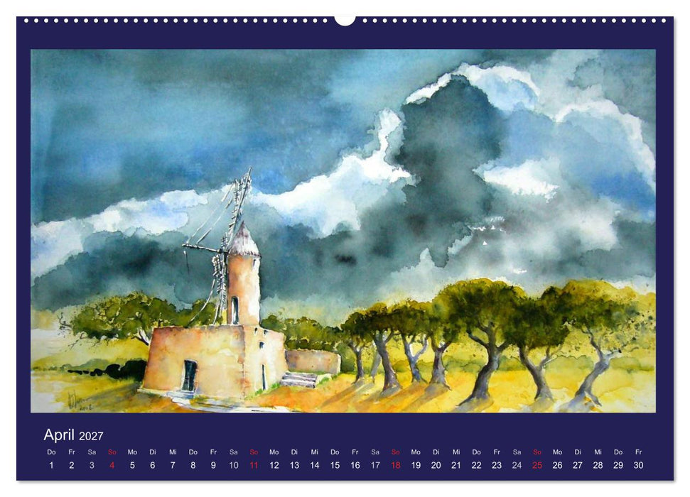 Mallorca Aquarelle (CALVENDO Wandkalender 2027)