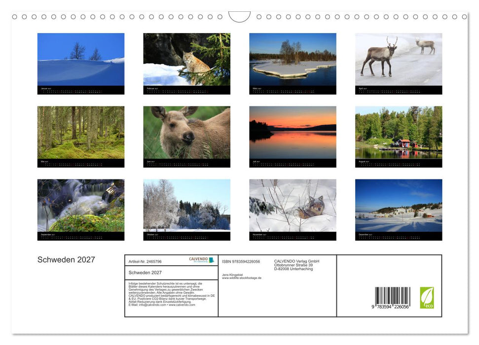 Schweden 2027 (CALVENDO Wandkalender 2027)