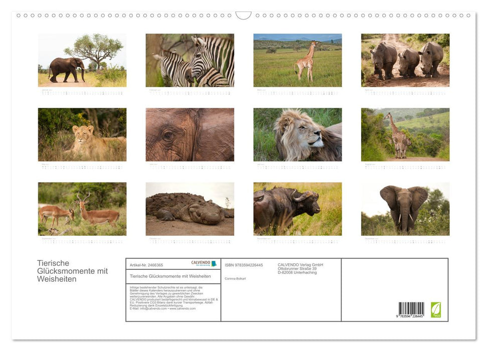 Tierische Glücksmomente mit Weisheiten (CALVENDO Wandkalender 2027)