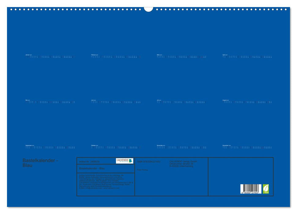 Bastelkalender - Blau (CALVENDO Wandkalender 2027)