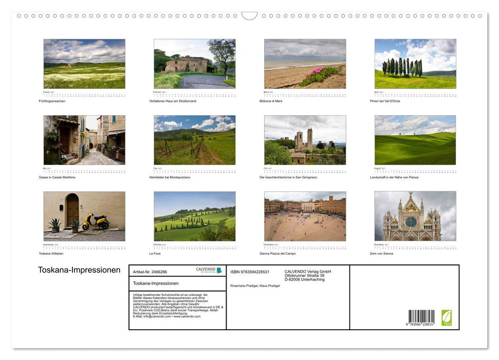 Toskana-Impressionen (CALVENDO Wandkalender 2027)
