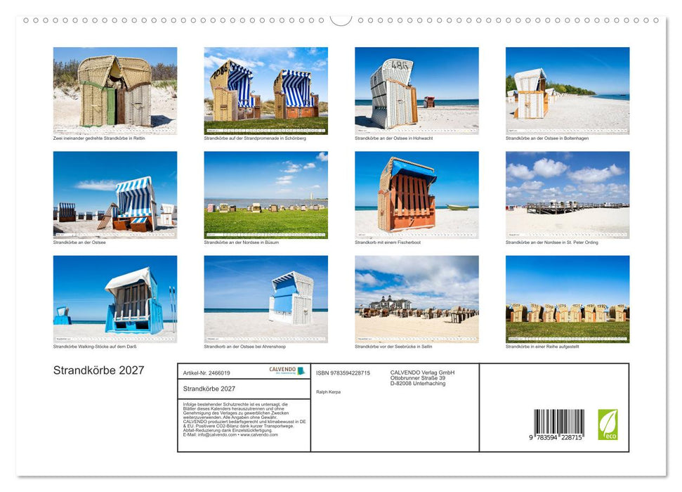 Strandkörbe 2027 (CALVENDO Premium Wandkalender 2027)