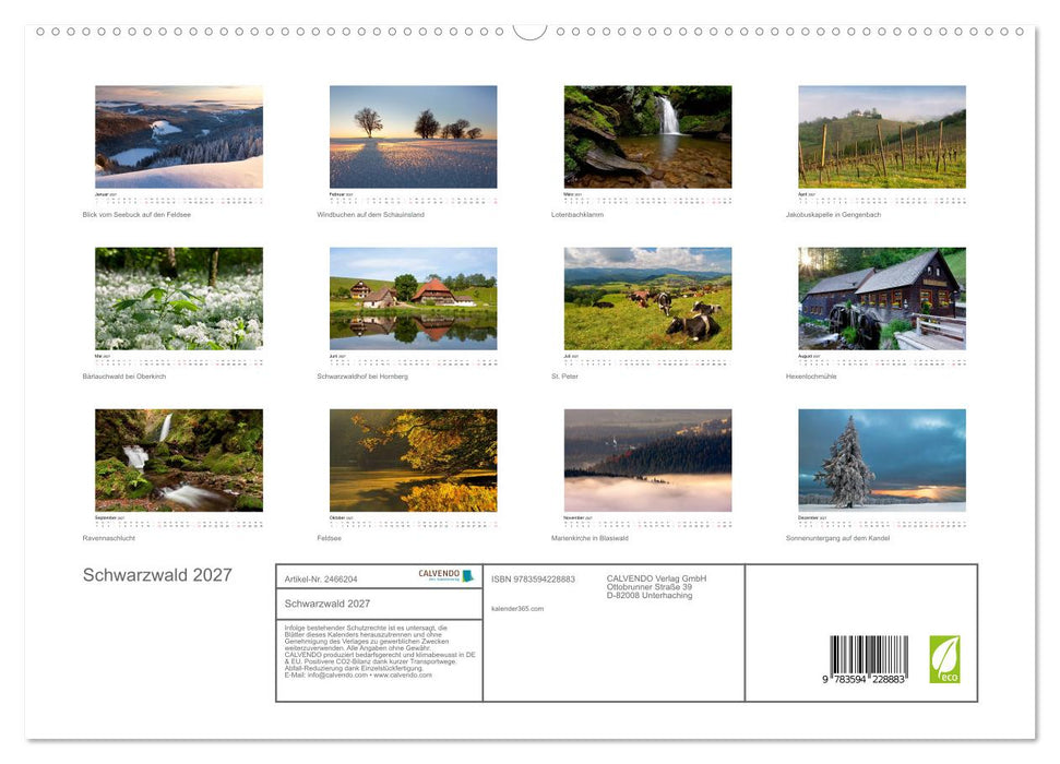Schwarzwald 2027 (CALVENDO Premium Wandkalender 2027)