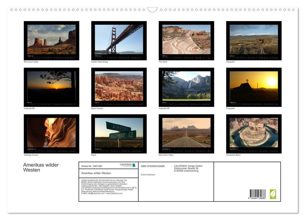 Amerikas wilder Westen (CALVENDO Wandkalender 2027)
