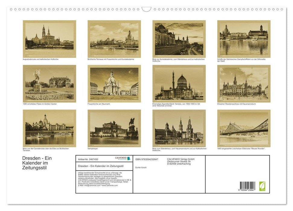 Dresden - Ein Kalender im Zeitungsstil (CALVENDO Wandkalender 2027)