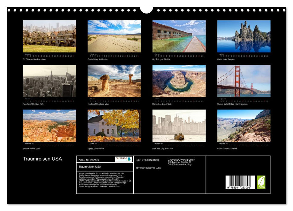 Traumreisen USA (CALVENDO Wandkalender 2027)