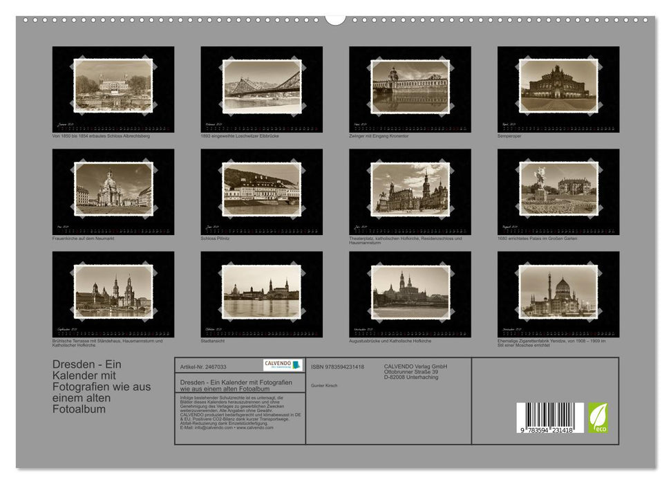Dresden - Ein Kalender mit Fotografien wie aus einem alten Fotoalbum (CALVENDO Premium Wandkalender 2027)