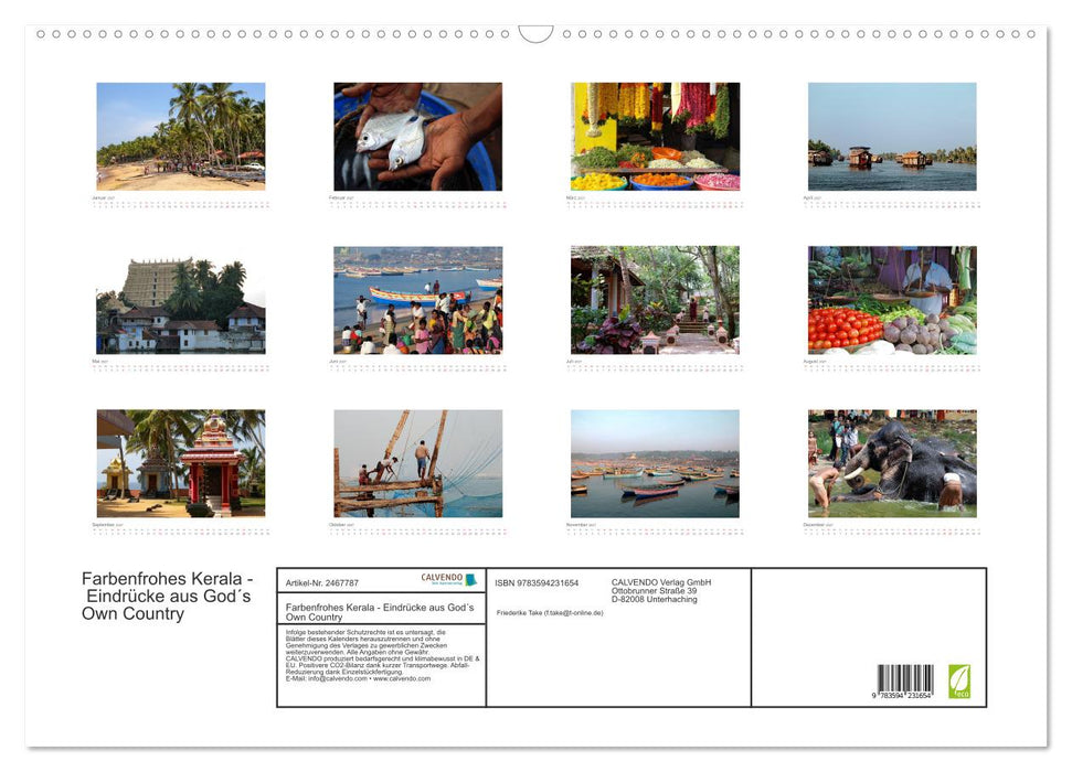 Farbenfrohes Kerala - Eindrücke aus God´s Own Country (CALVENDO Wandkalender 2027)
