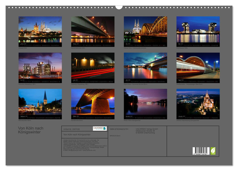 Von Köln nach Königswinter (CALVENDO Wandkalender 2027)