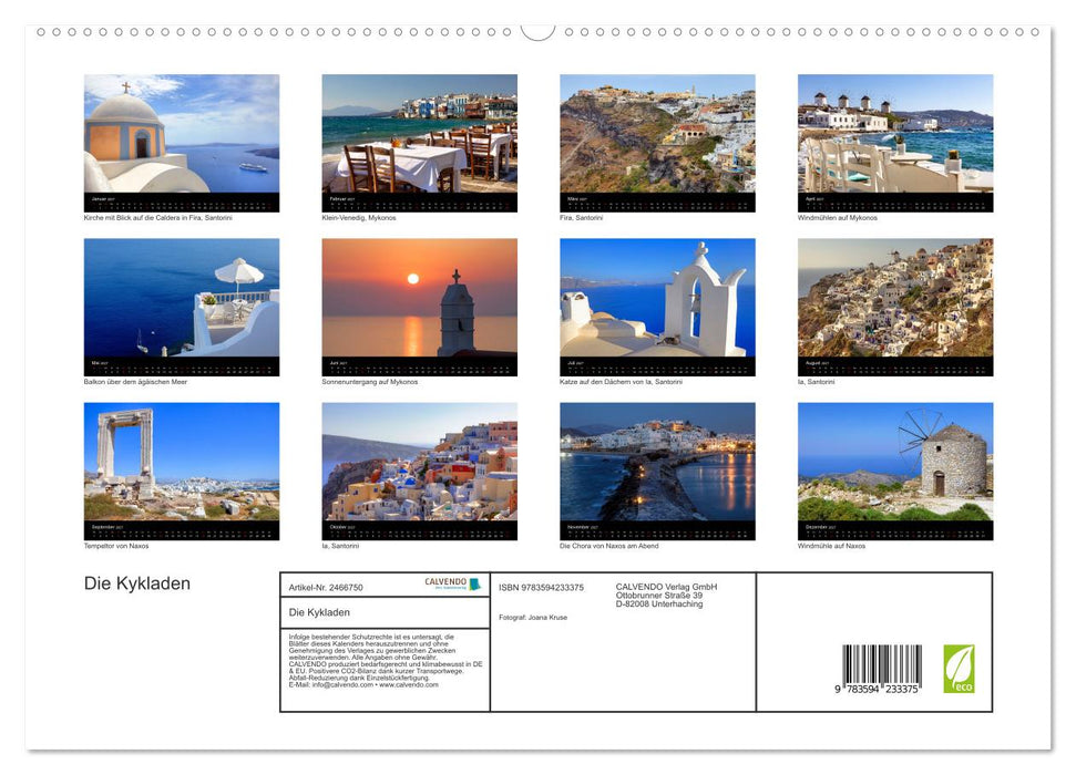 Die Kykladen (CALVENDO Premium Wandkalender 2027)