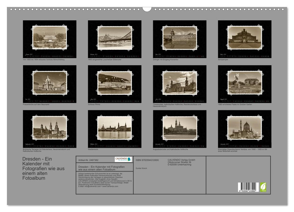 Dresden - Ein Kalender mit Fotografien wie aus einem alten Fotoalbum (CALVENDO Wandkalender 2027)