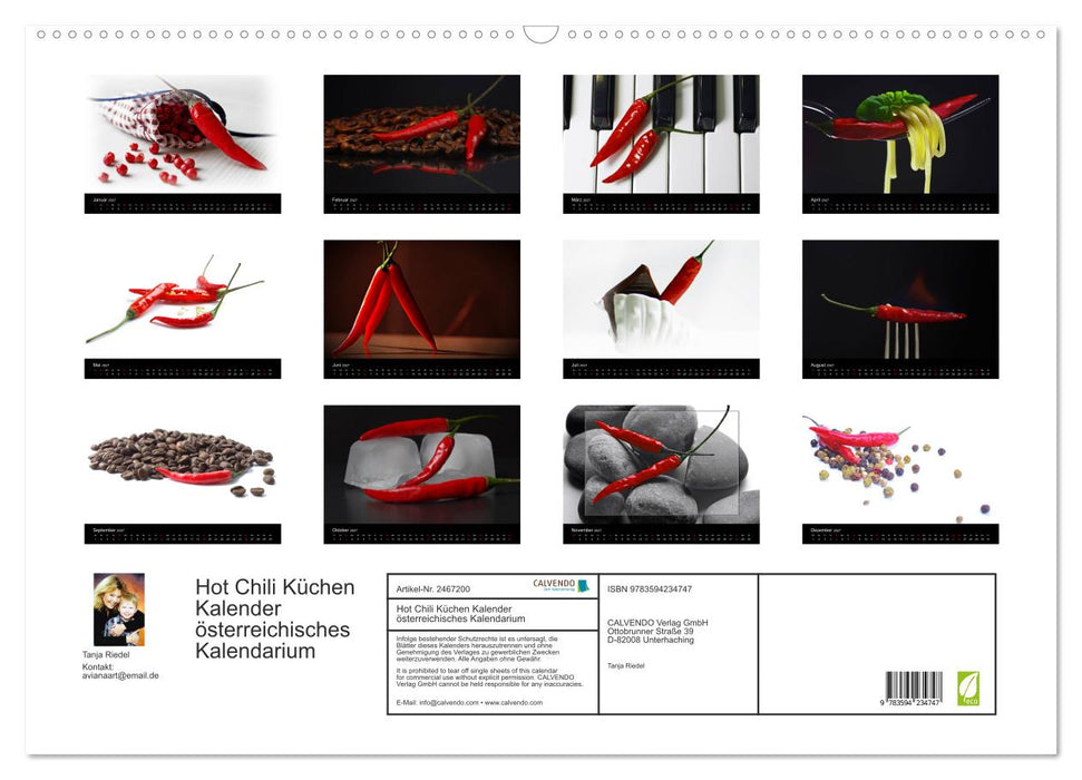 Hot Chili Küchen Kalender österreichisches Kalendarium (CALVENDO Wandkalender 2027)