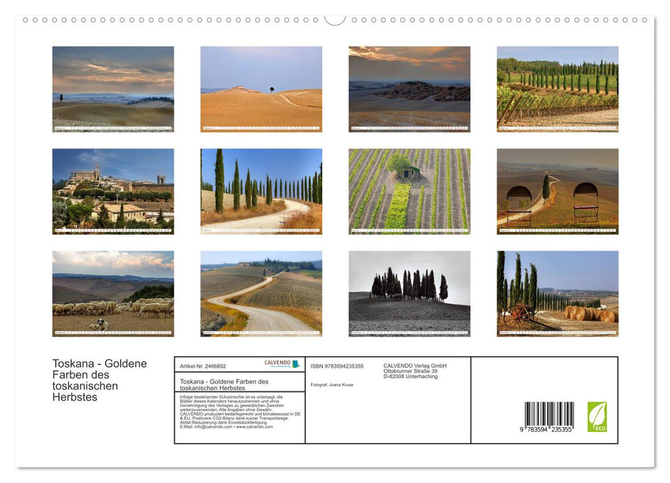 Toskana - Goldene Farben des toskanischen Herbstes (CALVENDO Premium Wandkalender 2027)