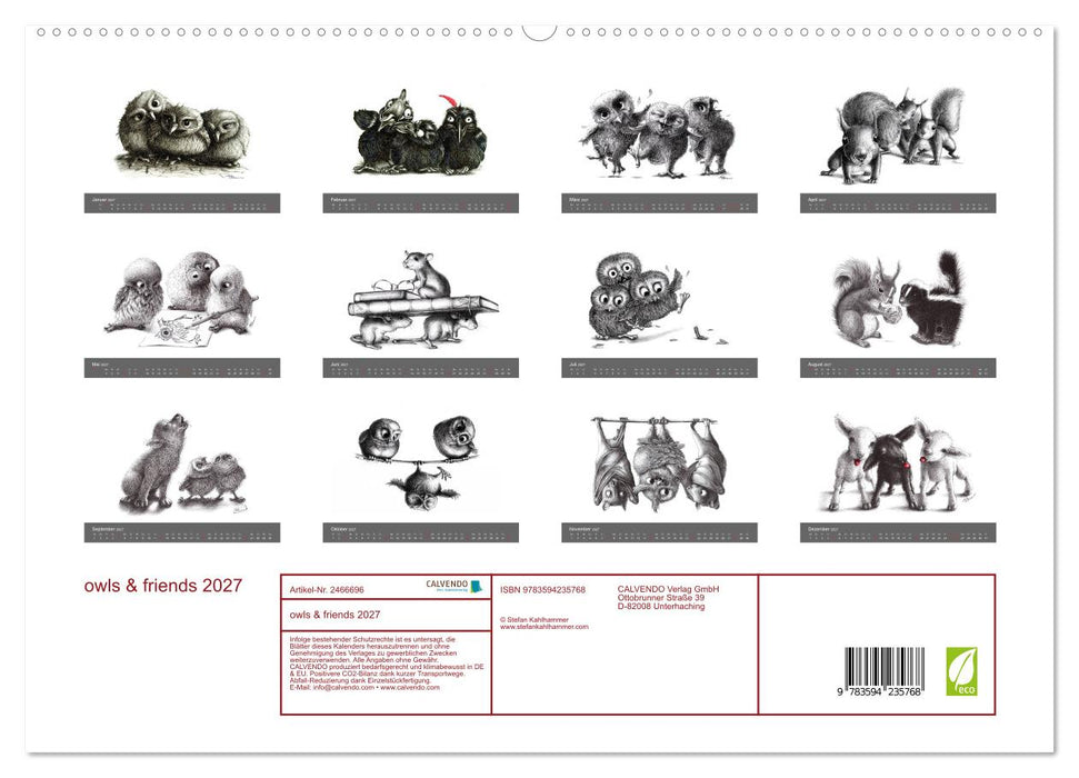 owls & friends 2027 (CALVENDO Premium Wandkalender 2027)