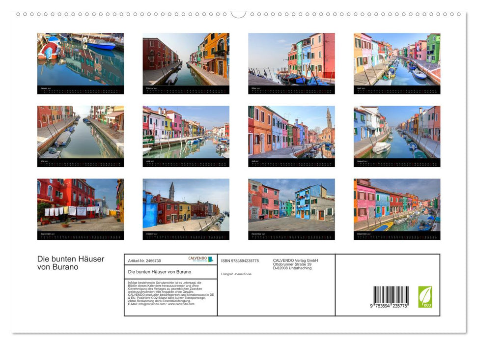 Die bunten Häuser von Burano (CALVENDO Premium Wandkalender 2027)